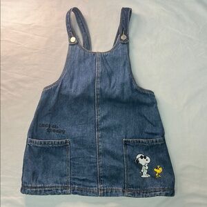 Zara (3-4yrs) Peanuts Blue Kids Overall dress with Snoopy and Woodstock